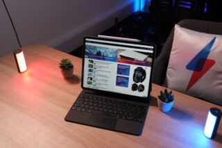 The iPad Pro M2 standing up
