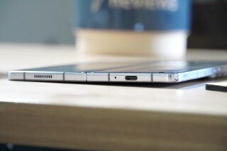 Samsung Galaxy Z Fold 5 unfolded on a table